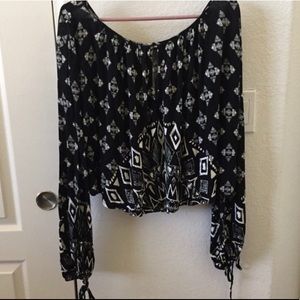 Free People -Black and White Boho Blouse